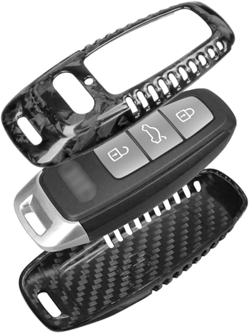 Compatible with Audi Key Fob Cover, Carbon Fiber Key Case Key Shell A3 A6-A8 E-Tron S3 RS6-7 Q8 SQ7-8 Car Accessories Key Protector