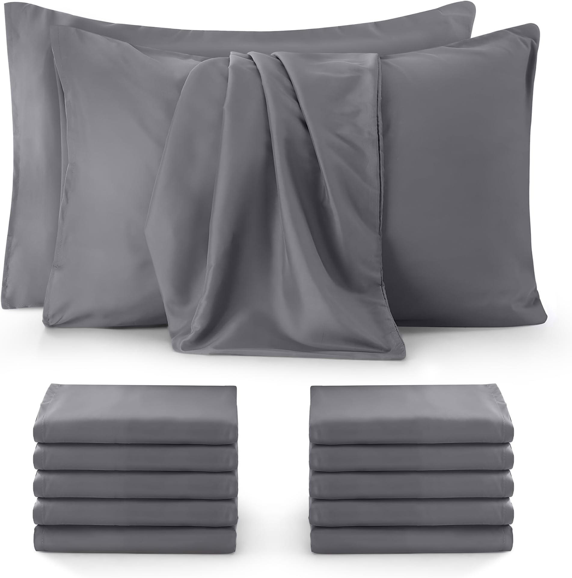 Utopia Bedding - 12 Pack Pillow Cases - OEKO-TEX - Standard Size 50x75 cm - 100% Brushed Microfiber Pillowcases with Envelope Closure, pillows not included - Wrinkle, Fade, & Stain Resistant - Grey