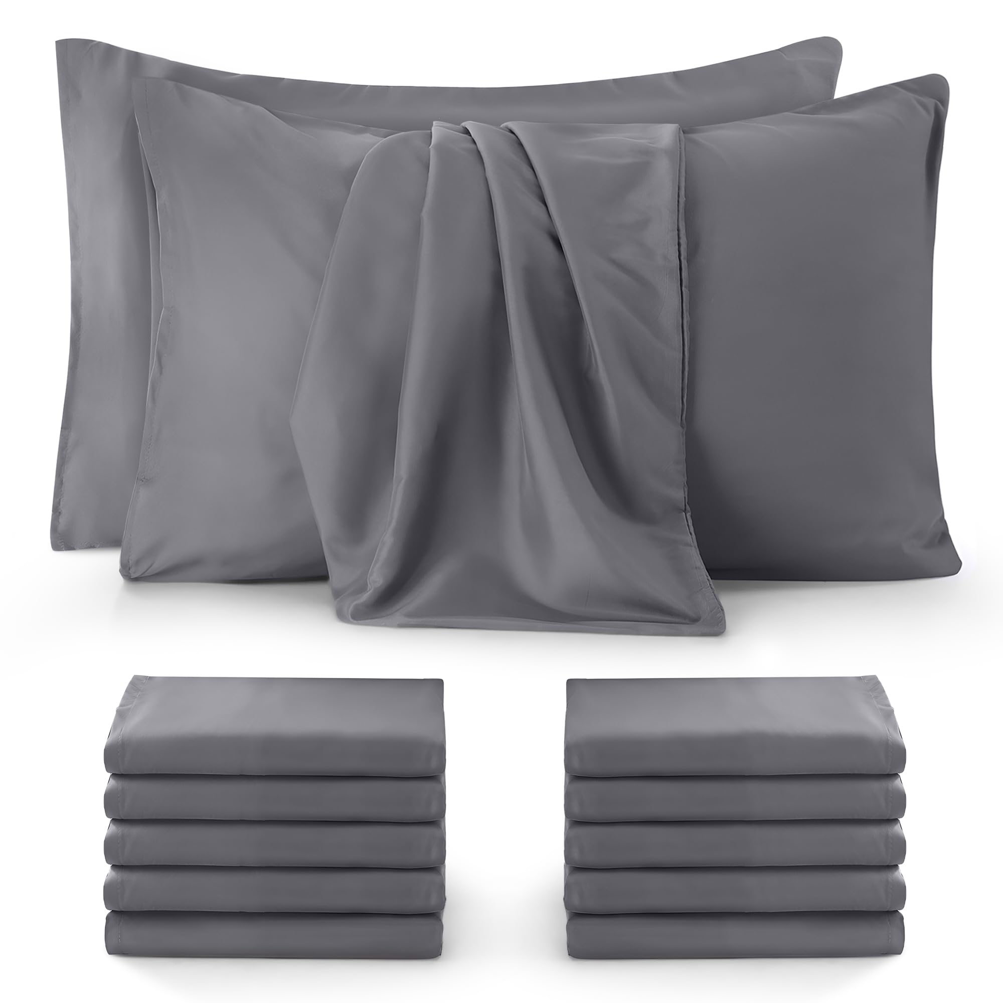 Utopia Bedding - 12 Pack Pillow Cases - OEKO-TEX - Standard Size 50x75 cm - 100% Brushed Microfiber Pillowcases with Envelope Closure, pillows not included - Wrinkle, Fade, & Stain Resistant - Grey