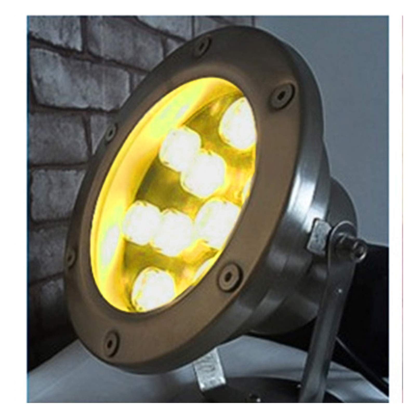 9W LED lampa fontannowa 24V IP68 wodoodporny regulowany kąt oświetlenia krajobraz wodny światło do dekoracji podwodnych(Yellow,24V)