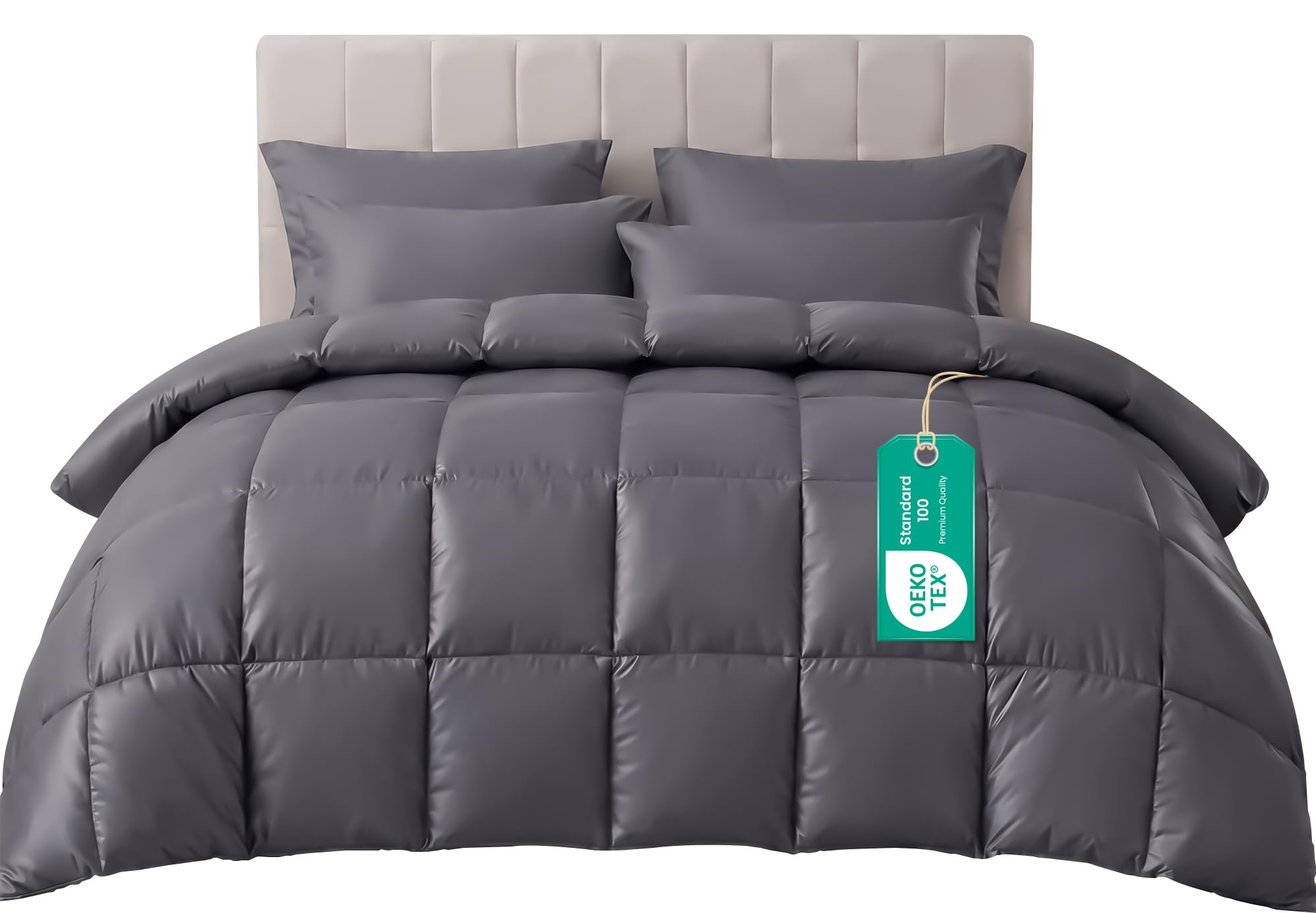 Linens World Grey Super King Coverless Duvet 15 Tog (260x220cm) – Ultra Warm OEKO-TEX Certified Winter Quilt, Soft Box Stitched Comforter, Corner Tabs, Hypoallergenic, Machine Washable UK