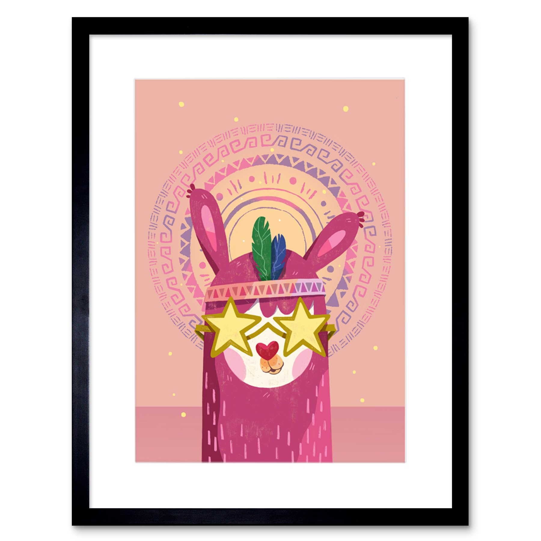 Wee Blue Coo Llama Pink Fashion Framed Wall Art Print