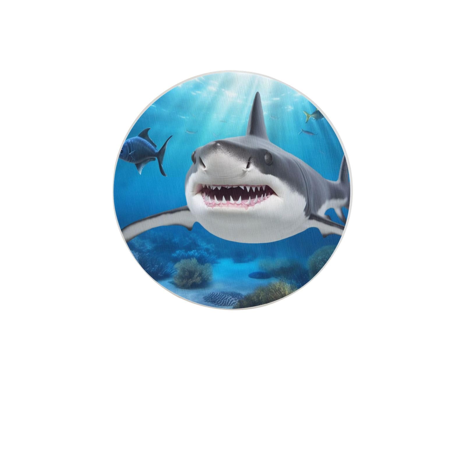 Shark Ocean Theme Absorbent Drink Coasters Diatomaceous Round Coaster 4 Inch Reusable Cup Coasters Set 4pc
