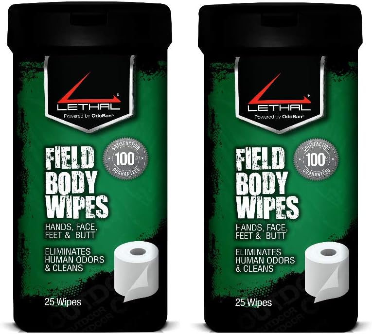 LETHAL Hunting Scent Eliminator Field Body Wipes 2-Pack
