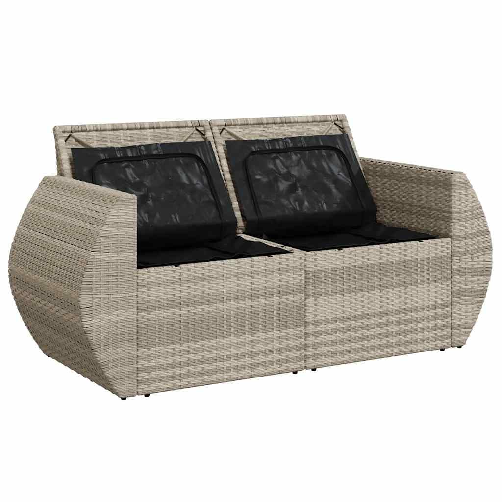 Divano da Giardino 2 Posti Grigio Chiaro in Polyrattan PE