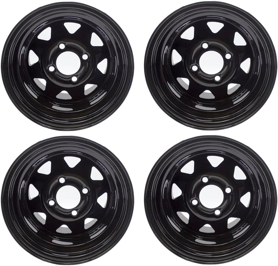 Front Rear 12x8.5 4/4 Wheel RIMS for Garden Lawn Mower Tractors Heavy Equipment 12 x 8.5 4 Holes 4 inch Bolt Circle Backspace 6.5 for Zero Turn Mower, Pack of 4 ATV RTV UTV Steel Rims