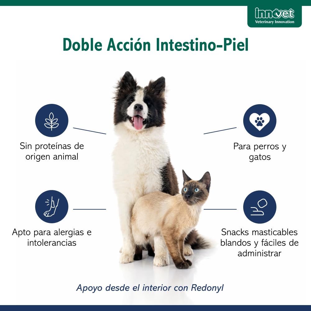 Redonyl Veggy Chews, 90 Snacks masticables Blandos para la Salud de la Piel de Perros y Gatos – para el Correcto Funcionamiento del Eje intestino-Piel – con PEA-um y lactobacilos inactivados