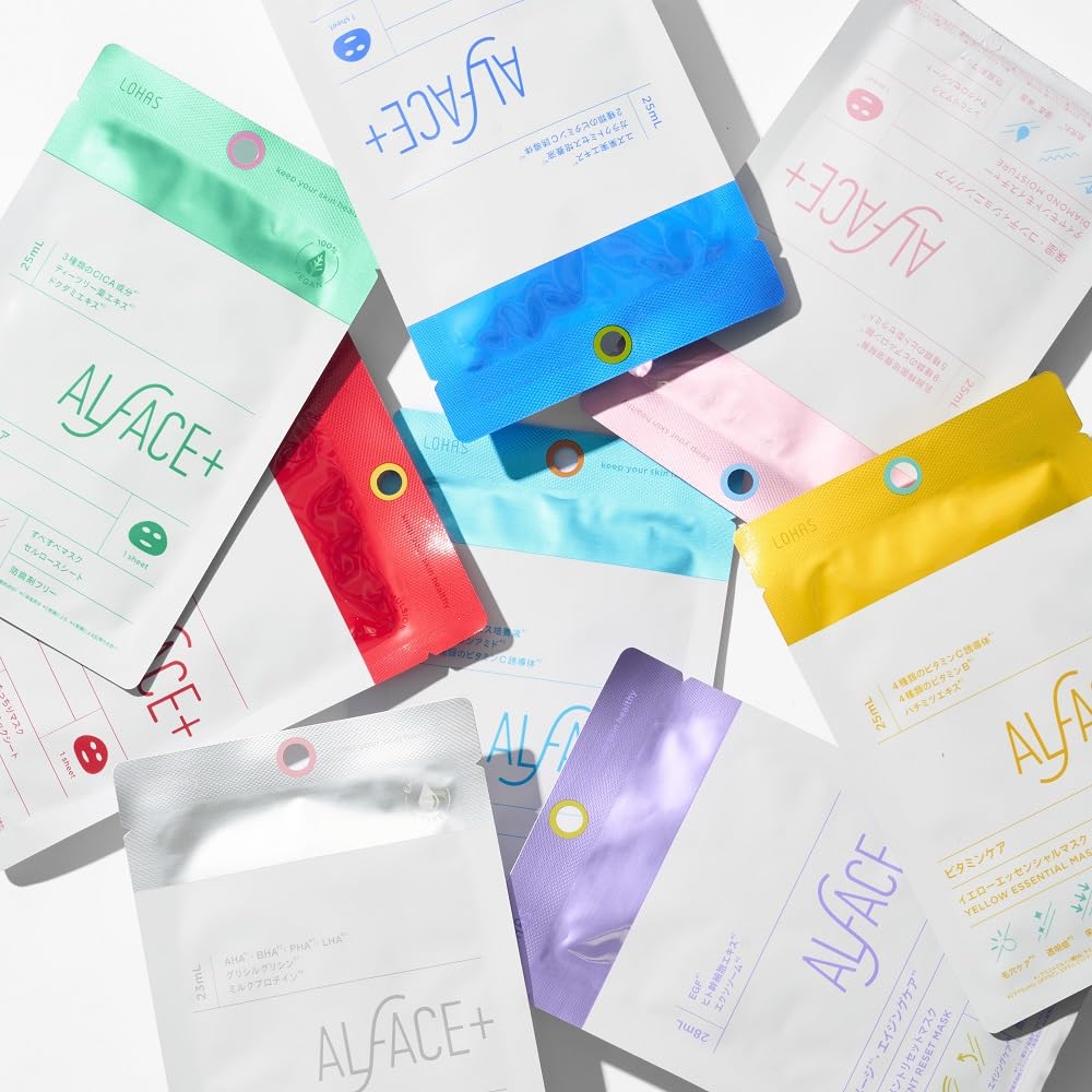 Amazon.co.jp: Alface定番フェイスマスク全8種/8枚フェイスパック 美容