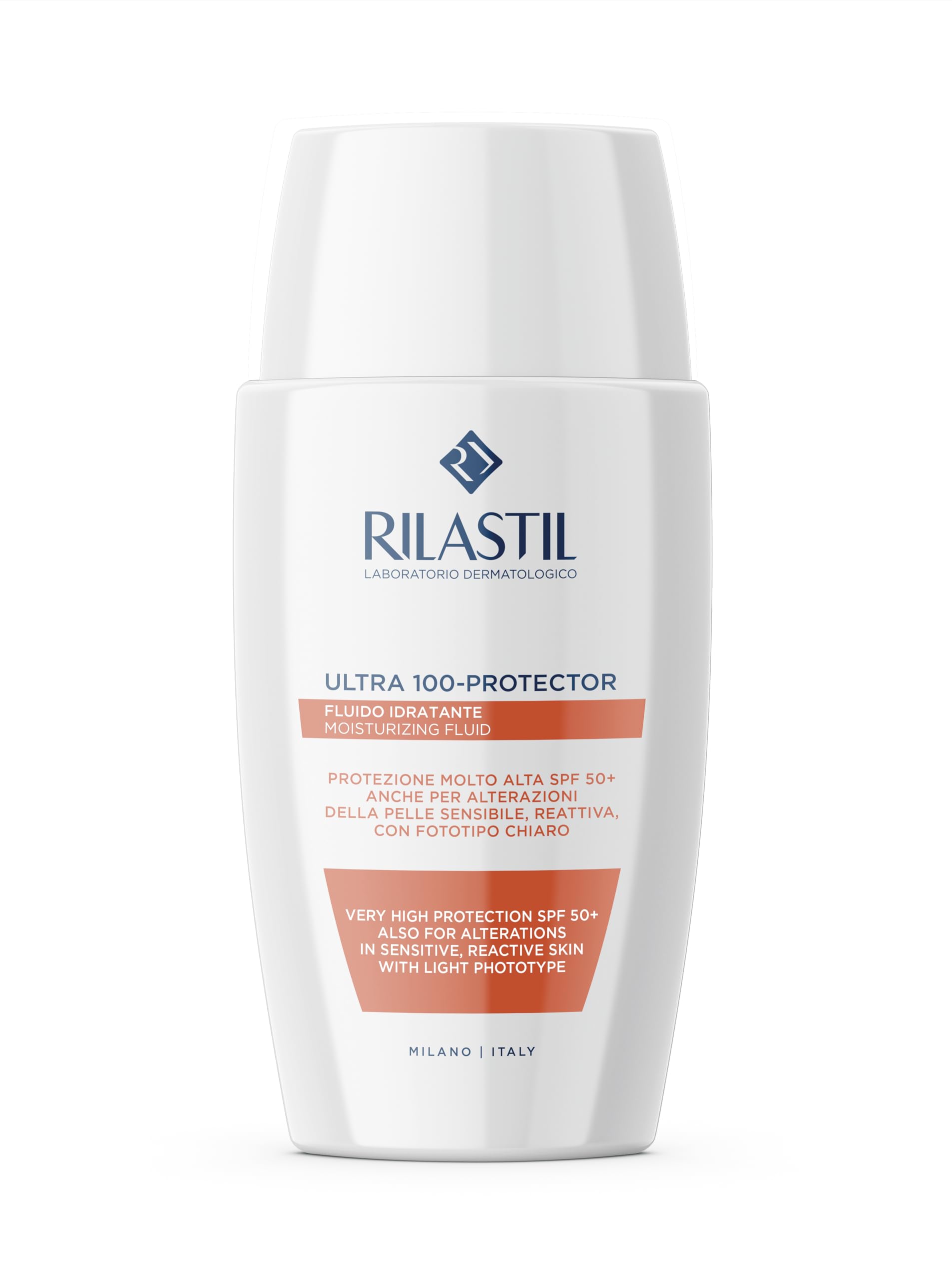 Rilastil Sun System Ultra 100-Protector Solar SPF50+ 50 ml, Fotoprotector Facial para Pieles Muy Sensibles, Resistente al Agua y Muy Alta Fotoprotección - 50 Ml