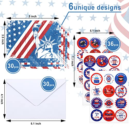 Outus 30 Sets Patriotic Blank Greeting Cards Kits American Flag Note Cards With White Envelopes And Stickers Bulk 4Th Of July Usa Note Cards For Veterans Military Independence Day Party Essentials #TOP1
