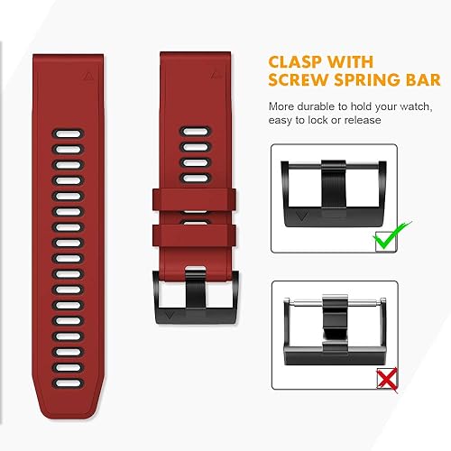 Miniatura 35 de NotoCity Compatible with Fenix 6X Watchbands Silicone Sport Watch Strap for Fenix 5X/5X Plus/Fenix 6X Pro/Fenix 7X/Fenix 3/Fenix 3 HR/Tactix/Descent