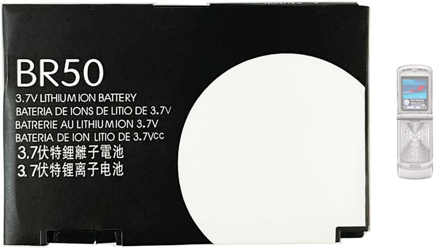 BR50 V3 Replacement Battery Compatible with Moto RAZR V3 V3i D&G V3c V3t Z3 PEBL U6 BR50 BR-50 SNN56968 Battery