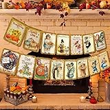 HOWAF Vintage Thanksgiving Decoration Happy Thanksgiving Banner, Turkey Pumpkin Fall Harvest Garland Traditional Vintage Style Bunting Banner