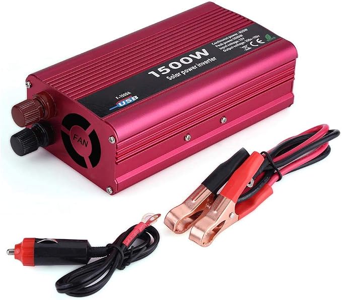 Keenso Onduleur de voiture 1500W Onduleur Voiture Adaptateur