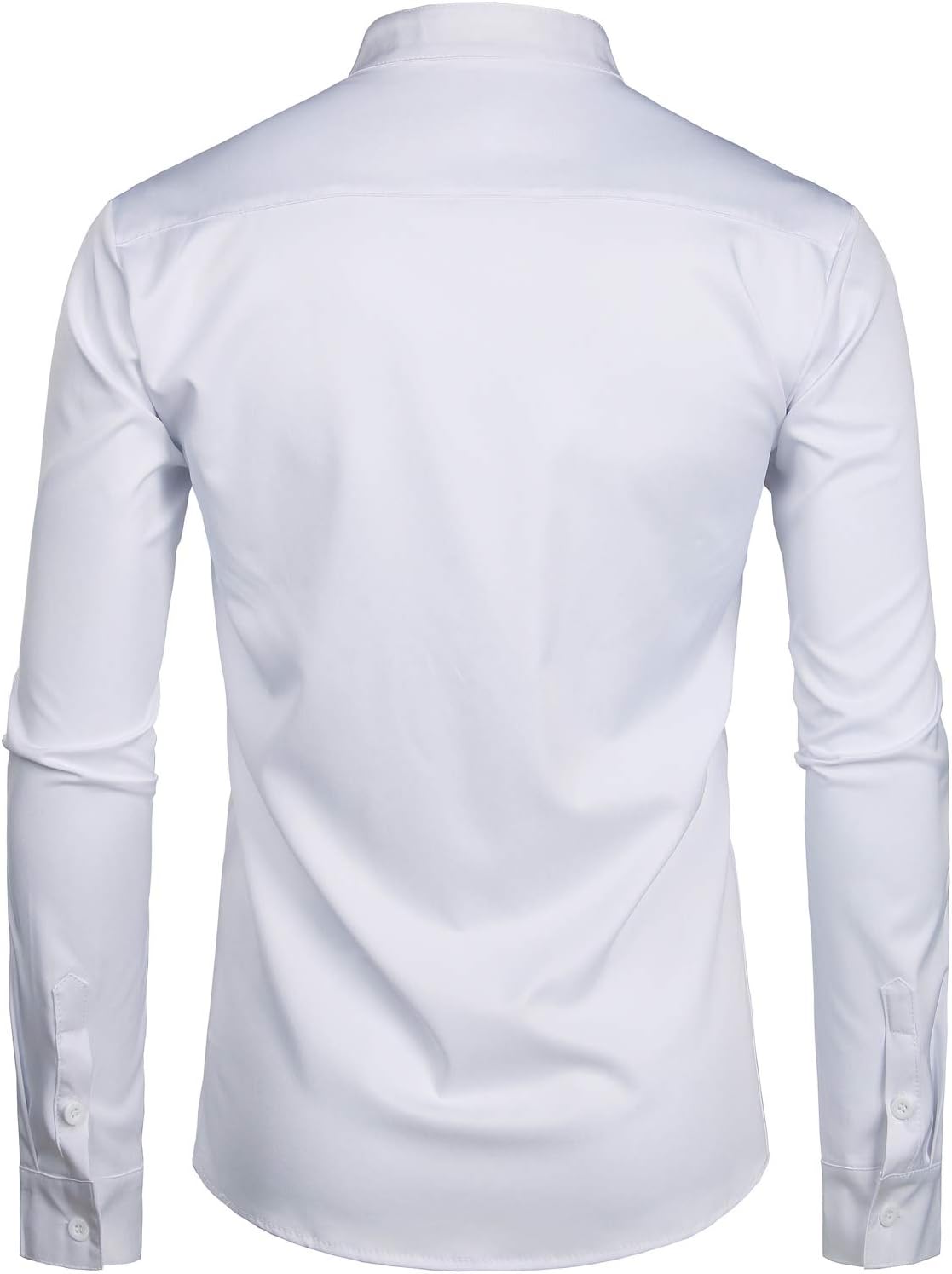 ZEROYAA Men's Banded Collar Slim Fit Long Sleeve Casual Button Down Dress Shirts with Pocket - Image 2