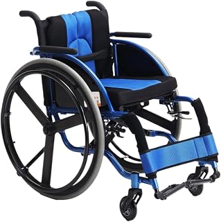 Folding Ultra Lightweight Sports Wheelchair, Self Propelled Manual Wheelchairs, Aluminum Alloy Frame, Quick Release Wheels, Portable, Durable for Active Adults