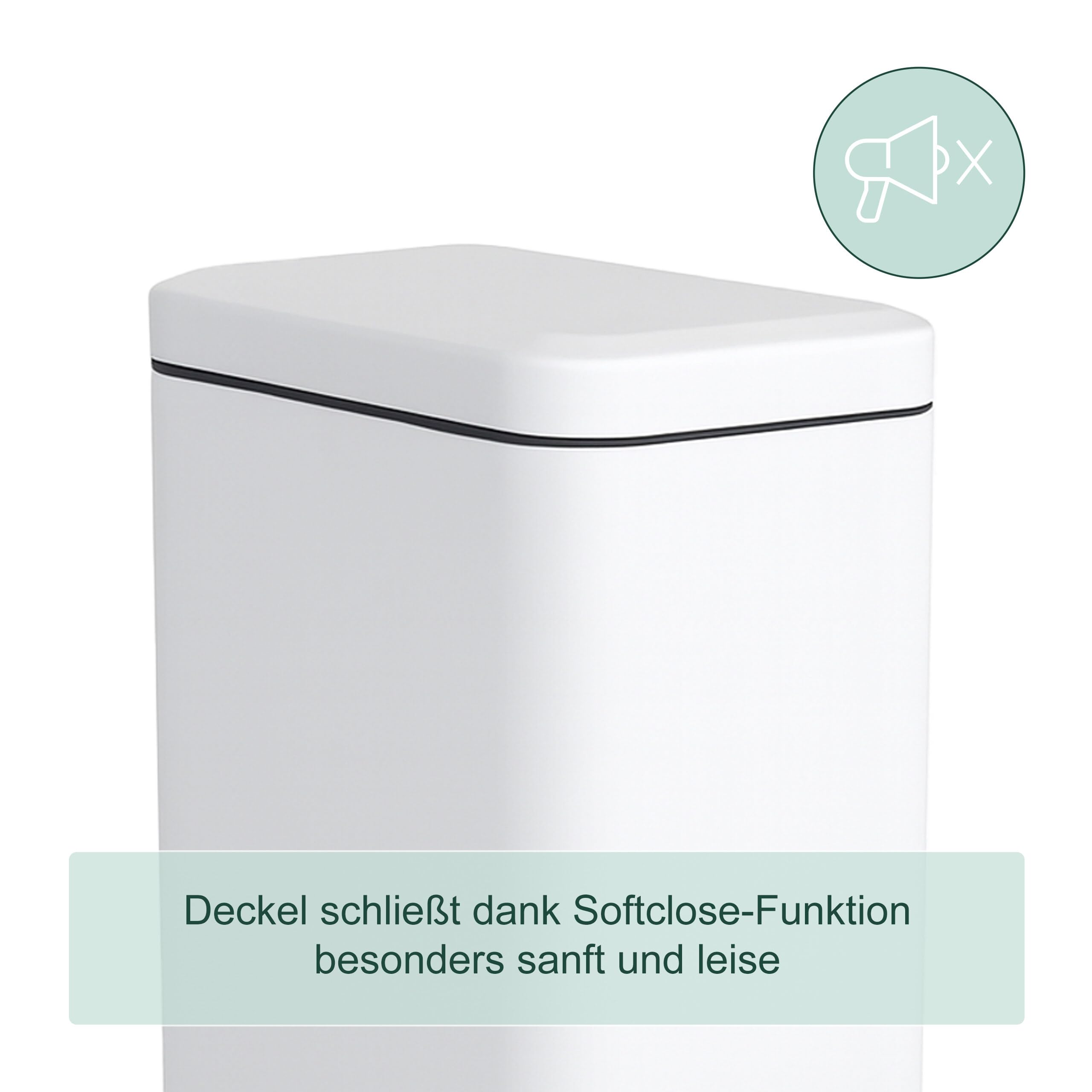 Relaxdays Mülleimer Bad, 5 Liter, Kosmetikeimer mit Soft-Close, Matte Optik, entnehmbarer Inneneimer, Treteimer, weiß