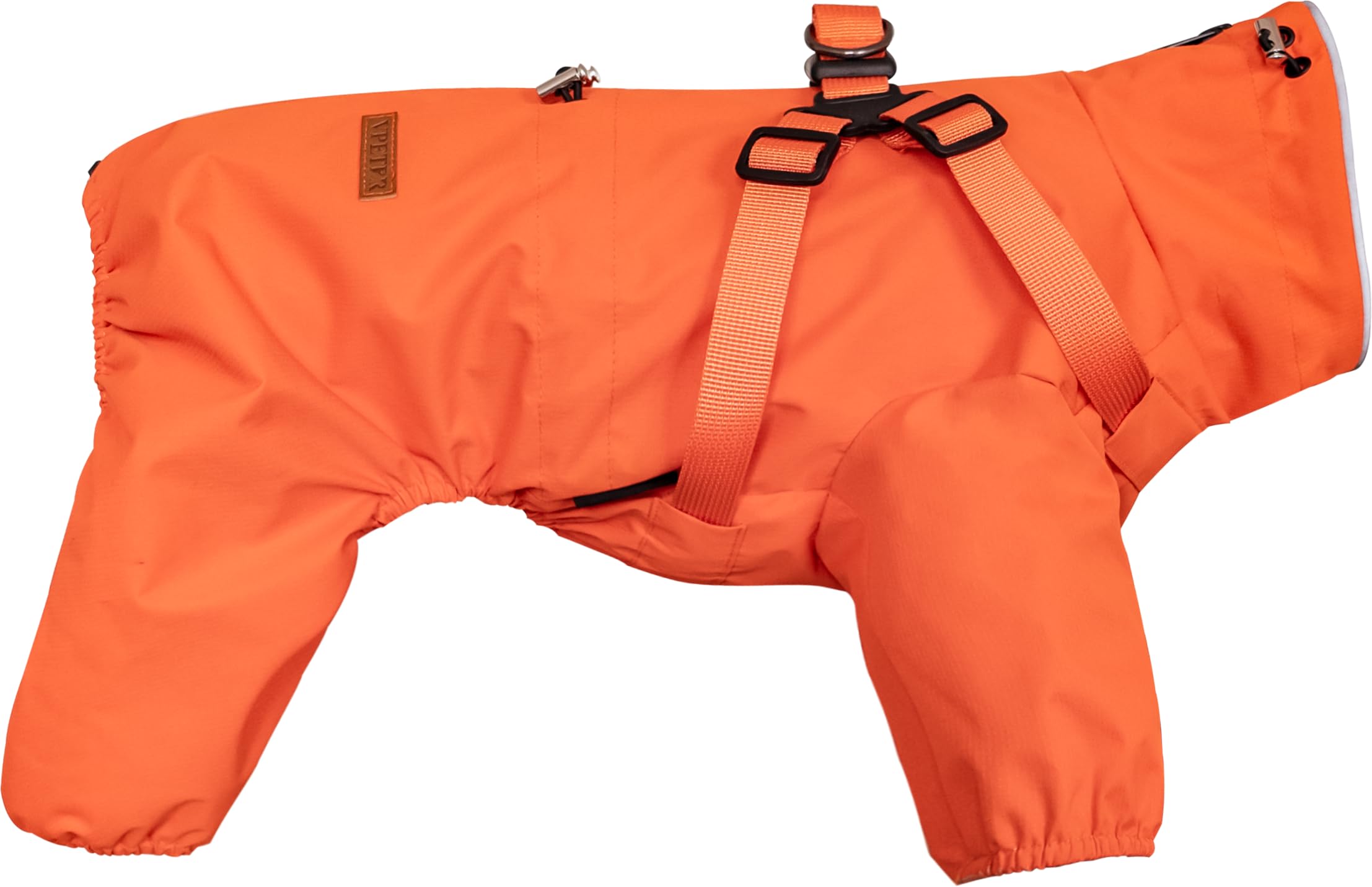 BT Bear Hundegeschirr Regenmantel, Verstellbare 4-Bein-Hundejacke mit Geschirr Reflektierender Overall Wasserdichter Mantel für kleine Hunde, Orange L