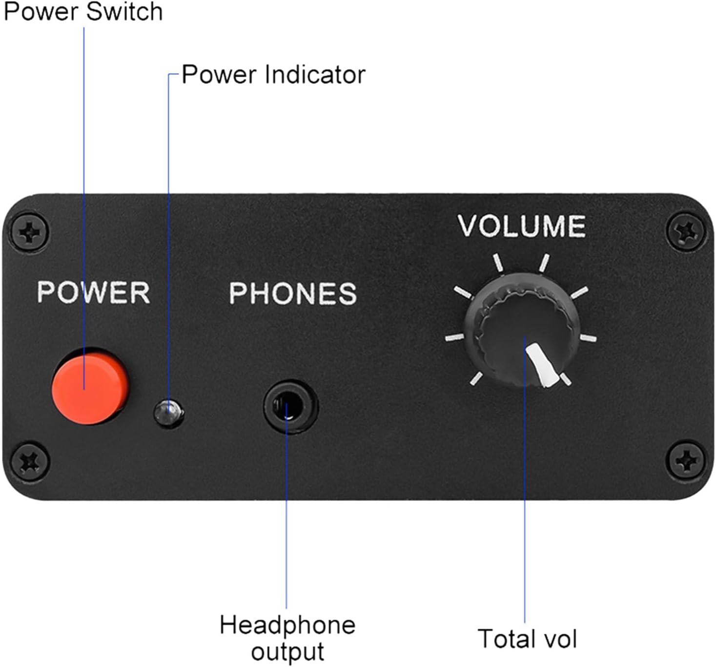 6X AU-10X NE5532 Audio Signal Preamplifier Headphone Pre AMP Board Gain 20Db 3.5MM Volume Control Tone DC 12V