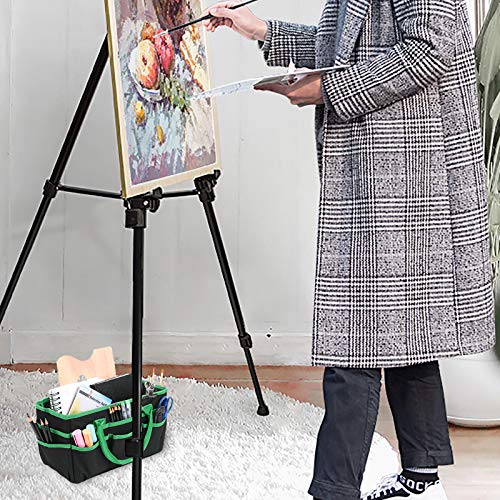 JJRING Craft and Art Organizer Tote Bag - 600D Green Nylon Fabric Art Caddy with Pockets - for Art, Craft, Sewing, Medical, and Office Supplies Storage