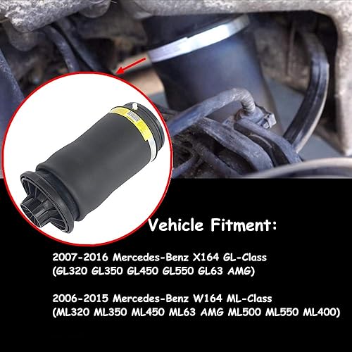 Miniatura 2 de 1643200225 Bolso trasero del resorte de la suspensión del aire compatible con M'-ercedes-Benz W164 X164 GL ML clase A1643200625