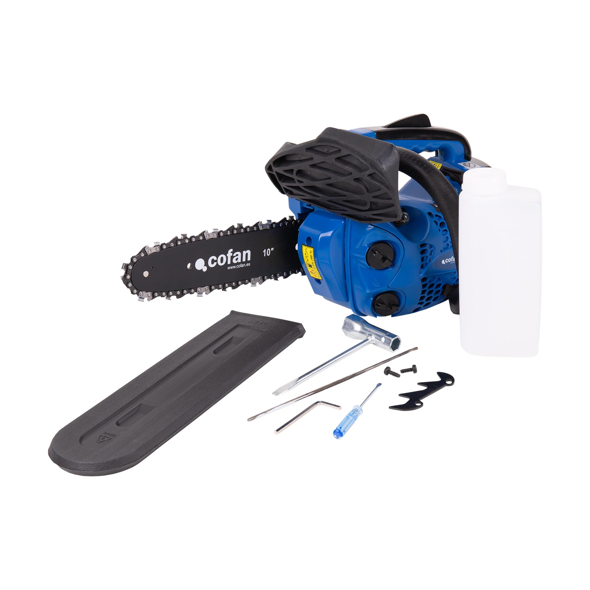 Cofan Motosierra de poda de gasolina | Motor de 2 tiempos | Espada de 10" | 25,4 cc | Potencia: 0,9 CV | Sistema antivibración