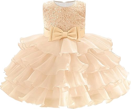 EULIMENE Toddler Girl Dress Layered Tulle Tutu Dress for Baby Sequins Party Prin