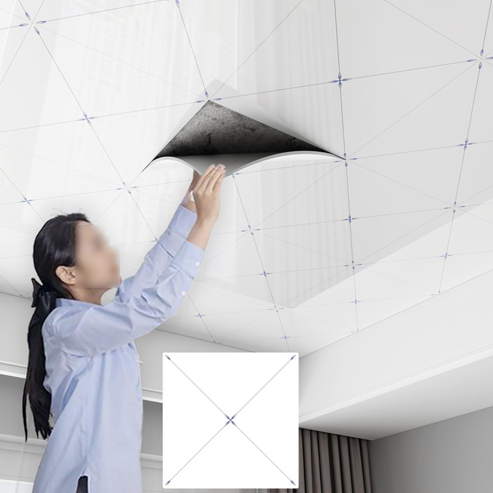 Dalles de Plafond Suspendu,Dalles de Plafond décoratives en PVC,Dalles de Plafond Autocollantes 3D,revêtement Mural imperméable,épaisseur 2 mm pour Maison,Bureau,Cuisine,Restaurant