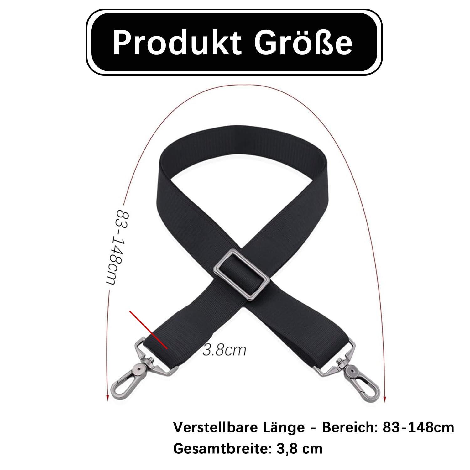 Tracolla Sostituzione Borsa Tracolla Per Borsa Nera E Oro, Lunghezza Regolabile 105-123 Cm Moschettoni Facili Montaggio