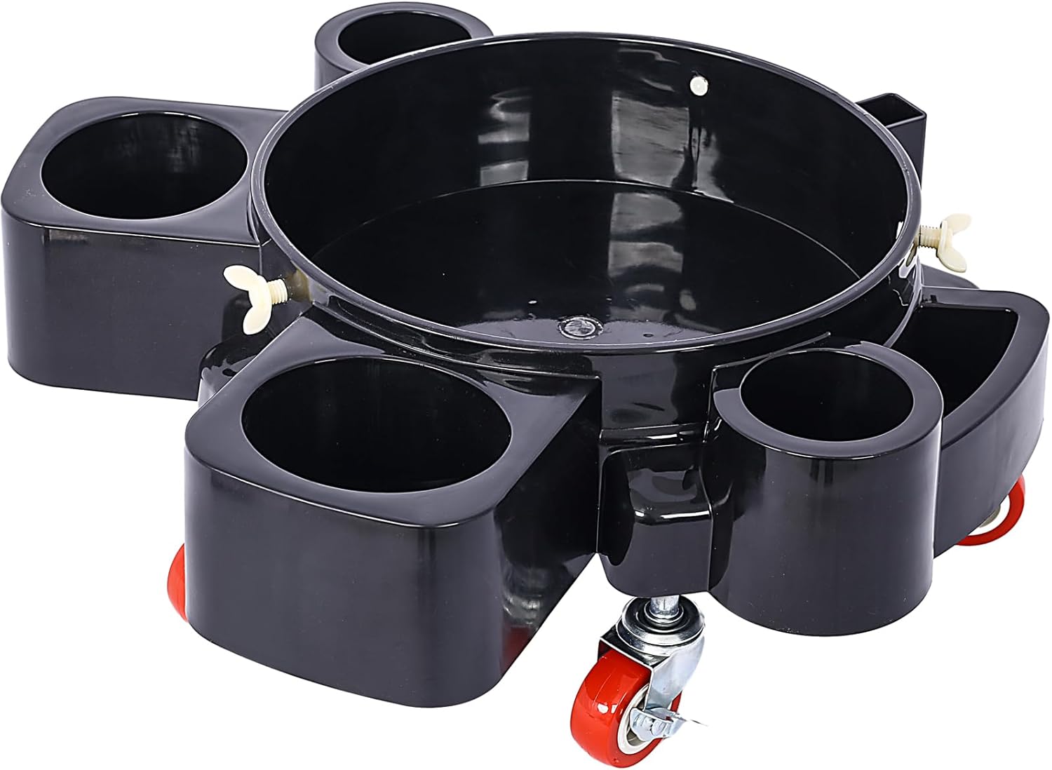 5 Gallon Bucket Dolly with Wheels and 360° Swivel Casters Heavy Duty Rolling Bucket Cart for Car Wash Detailing with Grit Guard Insert and Locking Brakes Holds 3-5 Gal Bucket for Car Washer