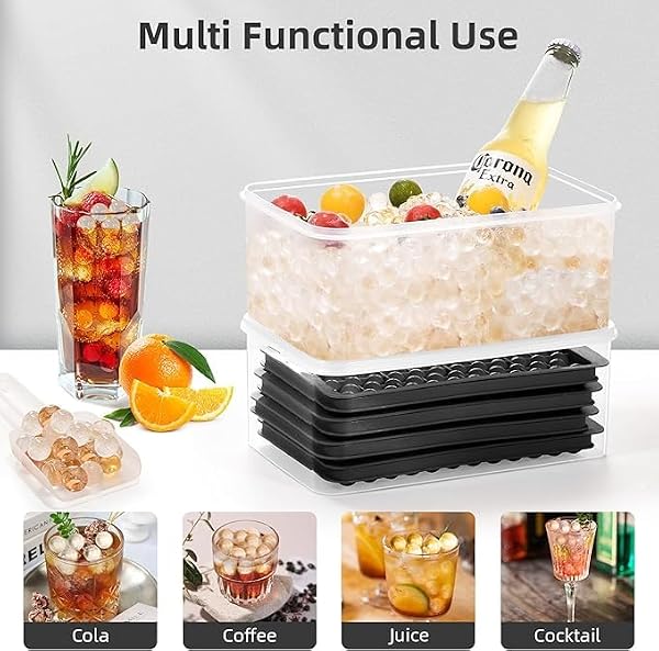Oillase Mini Ice Cube Trays, Small Tiny Round Pebble Crushed Nugget Ice Trays for Freezer with Lid - Chilling Drinks Coffee Juice (Black) by Oillase - Used condition - Image 7