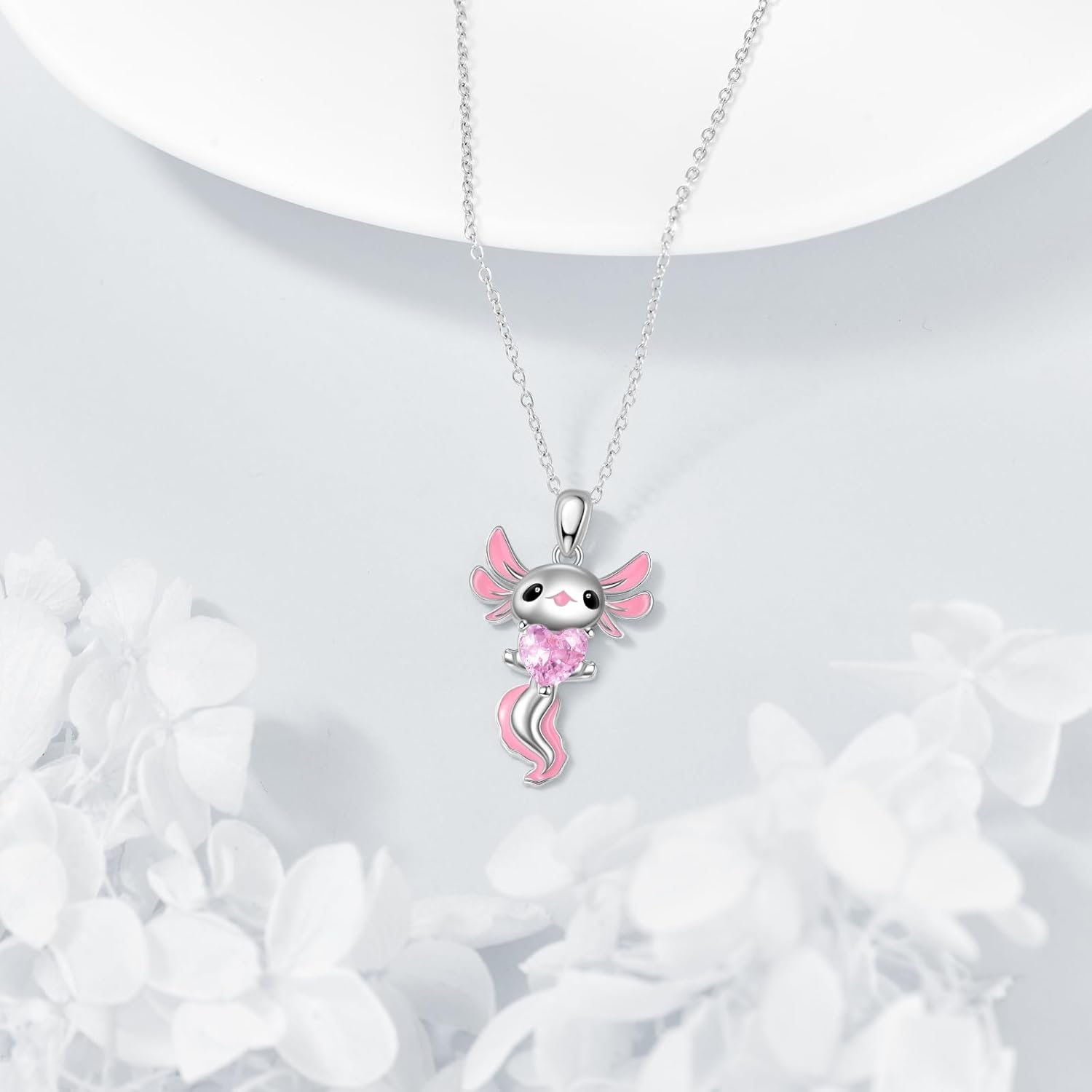 Axolotl Birthstone Necklace Sterling Silver Axolotl Pendant CZ Animal Jewelry Birthday Gifts for Women - Image 3