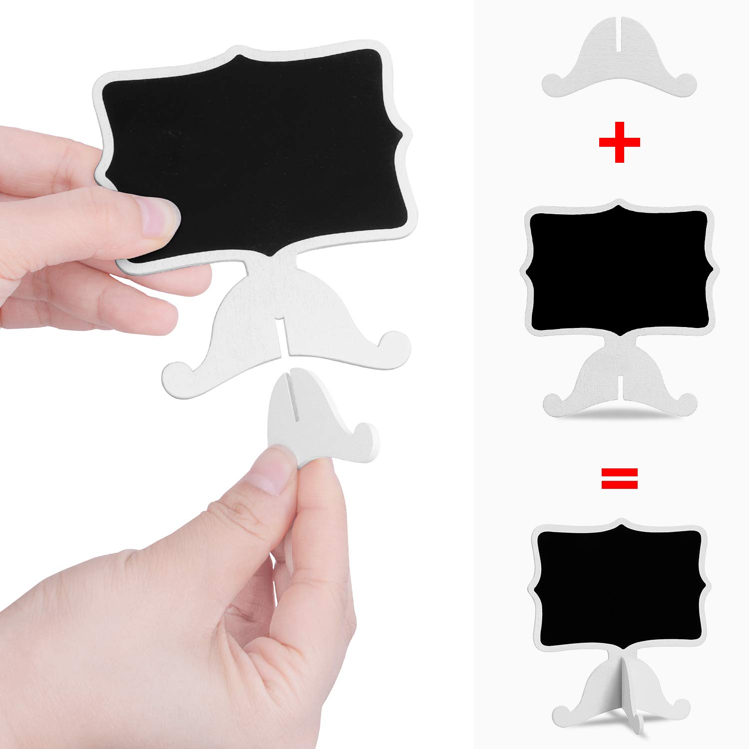 25 Pack Mini Chalkboard Signs with Easel Stand, Wood Rectangle Small Chalkboards for Food Labels, Table Numbers, Weddings, Parties and Event Decorations