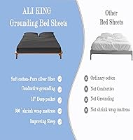 Vista 8 de Ali King Sábanas de Conexión a Tierra - Tamaño Full XL, Algodón Suave con Fibra de Plata, Bolsillo Profundo de 15'', Sábanas Ajustables de Conexión