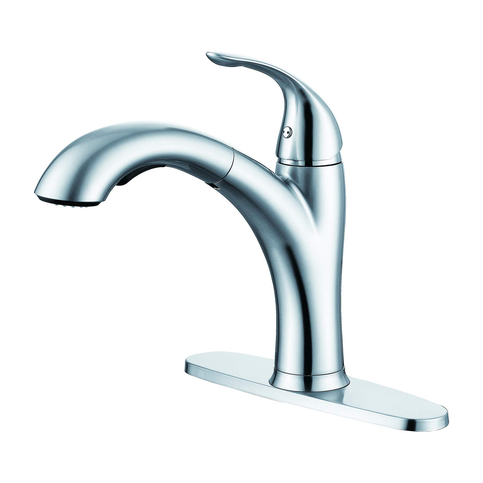 Mitigeur cuisine douchette extractible pivotant 360 en inox nickel brossé