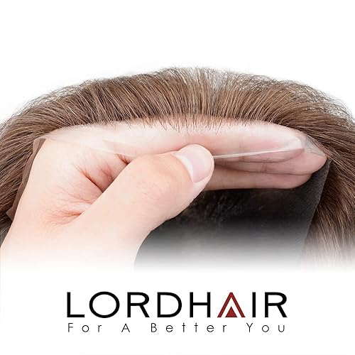 Miniatura 4 de Lordhair Sistema de cabello para hombres con cabello humano 8x10 pulgadas postizo para hombres 0.002 in piel súper fina sistema de cabello para