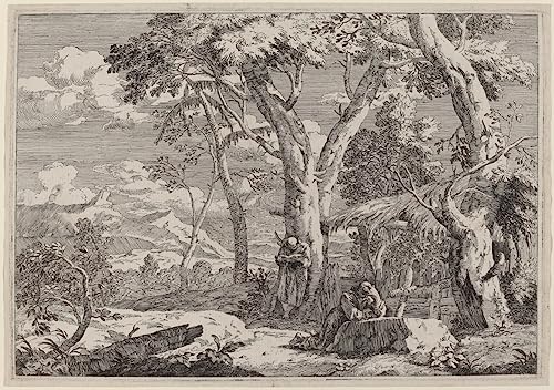 Toile Marco Ricci paysage sauvage avec deux moines impression d'art 50x70