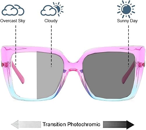 Miniatura 10 de Gafas de lectura de lente completa con diamantes de imitación cuadrados de gran tamaño para mujer, lentes de sol fotocromáticas de transición