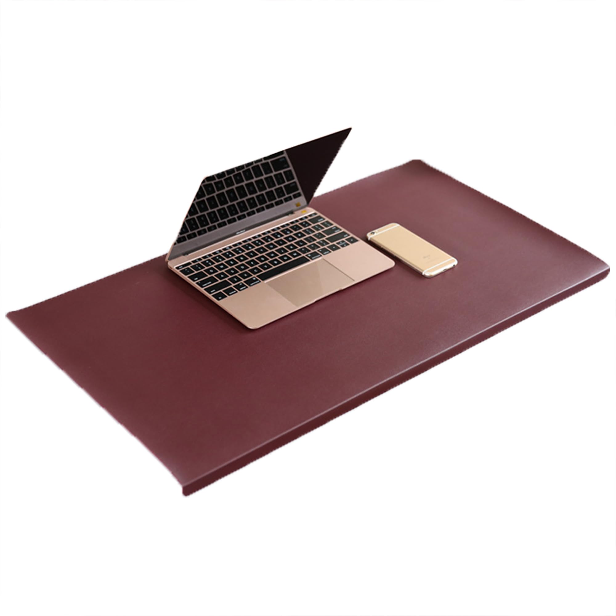 Sous-main en cuir – Protection de table de bureau – Tapis d'écriture antidérapant, tapis de souris pour ordinateur portable – Tapis de clavier imperméable pour bureau et maison – 120 x 60 cm – Rouge