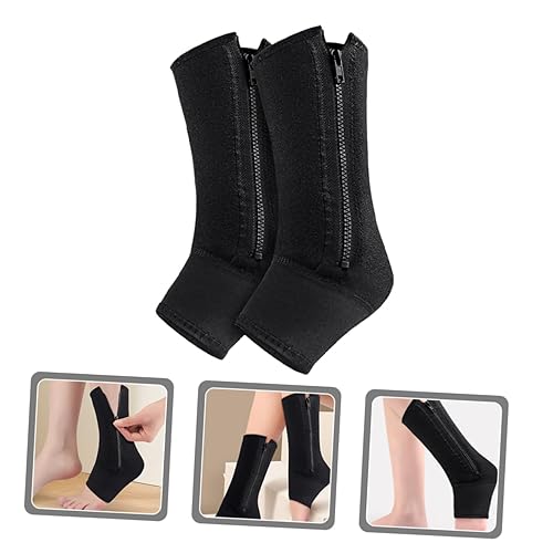 Miniatura 6 de 2 piezas de tobillo con cremallera ajustable para mujer, tobillera de compresión para tendinitis de Aquiles, esguinces y soporte deportivo