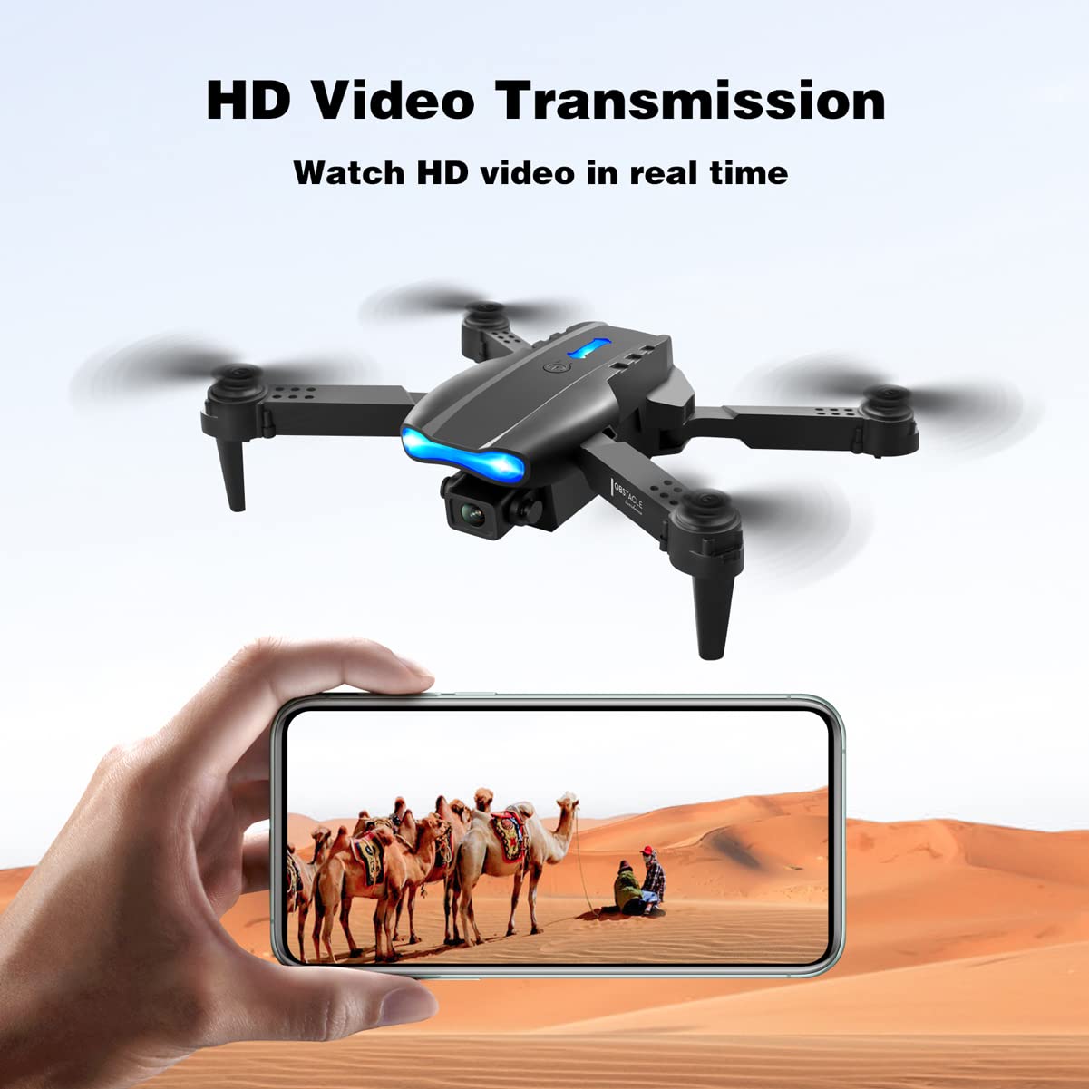 Droni RC Pieghevoli con videocamera HD per Adulti, Mini Drone RC con videocamera, evitamento Ostacoli su Tre Lati, modalità Senza Testa, commutazione Doppia videocamera 4k, sensore di gravit