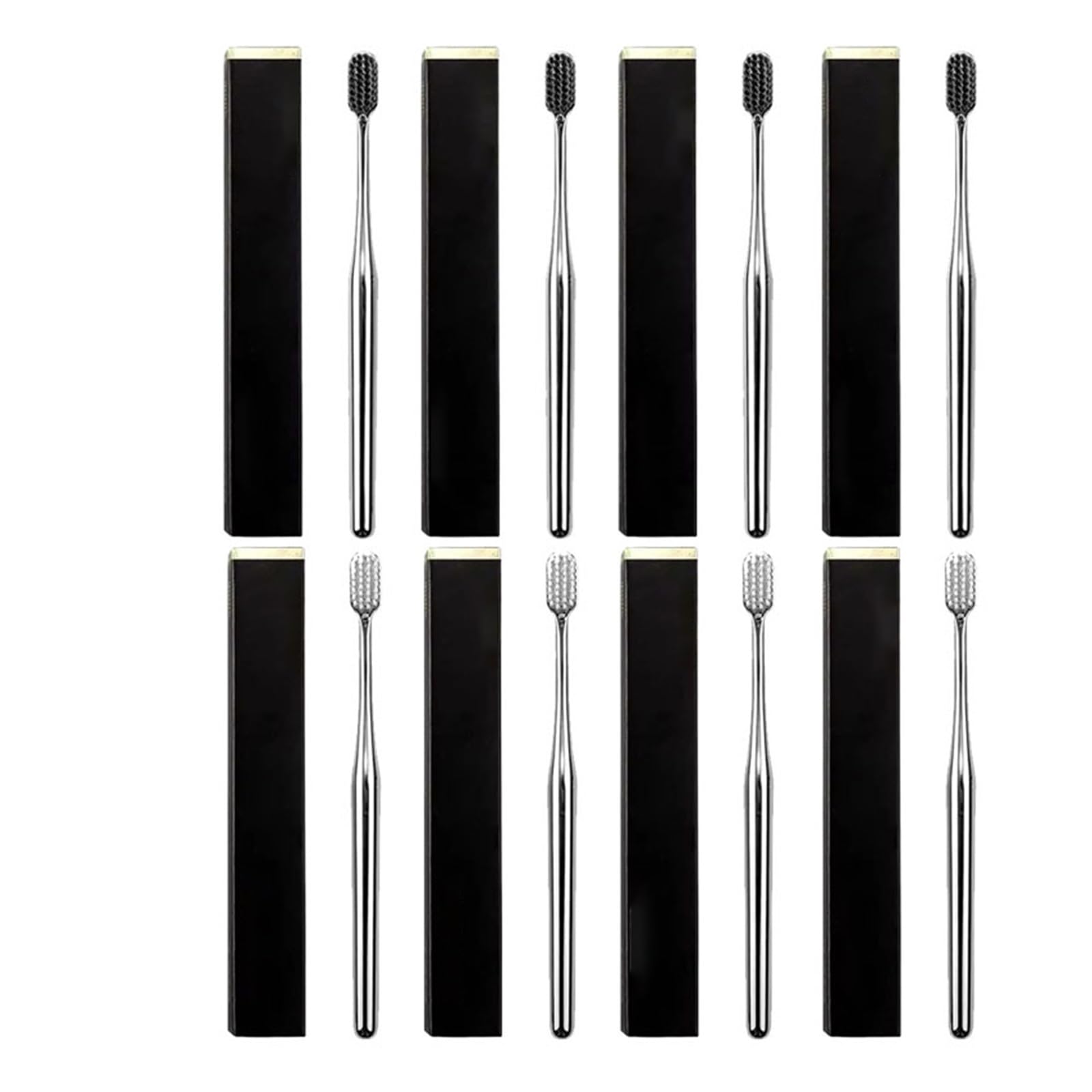 Spazzolino da denti 1/2/4/8 pezzi Oro Argento Adulto Criniera media dura Elegante brillante(8p SilverWhite-Black)