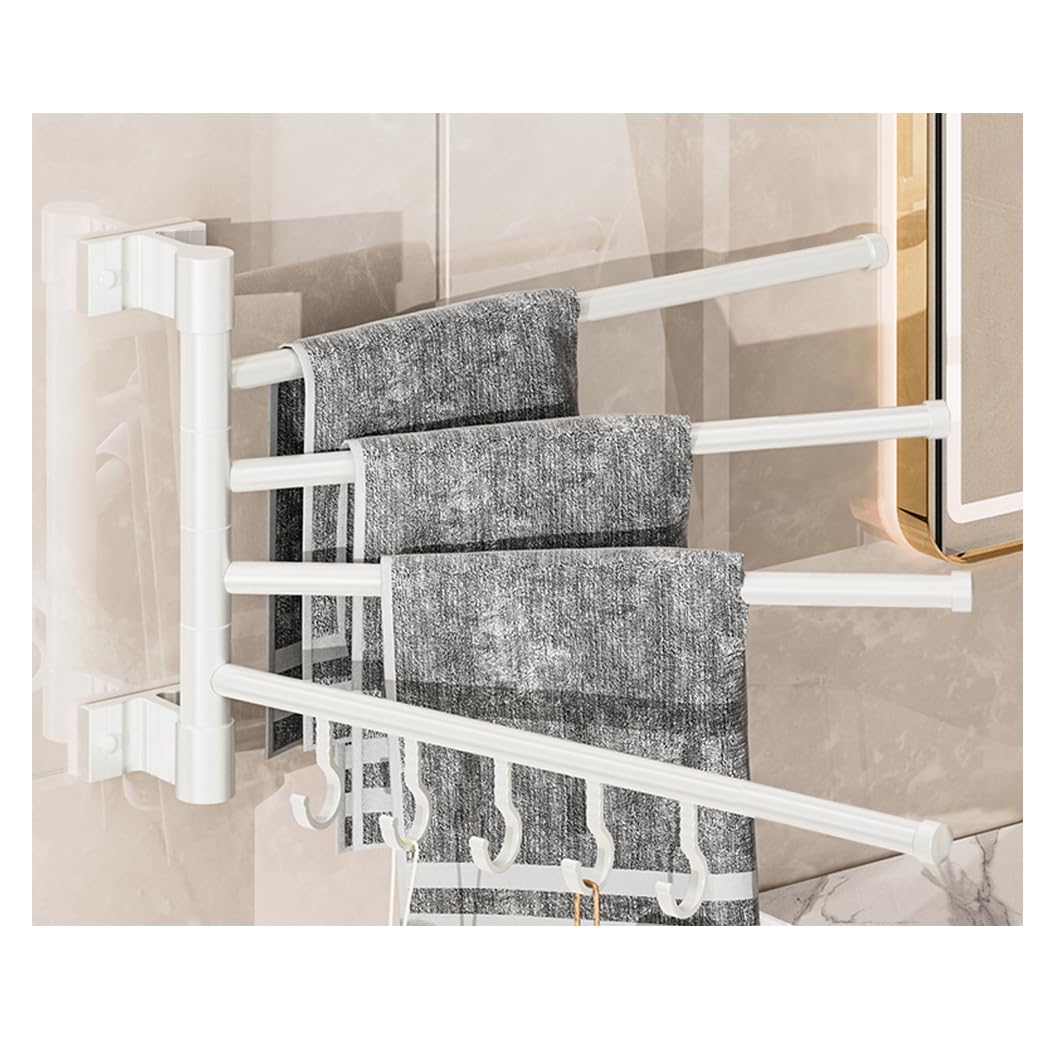 LMYSXAOZ Modern Swivel Towel Rack Bar Rails With Hook for Bathroom, Wall Mounted Folding Arm Swing Out Hand Hanger Holder Space Saving Laundry, Kitchen, Outdoor 5Bar