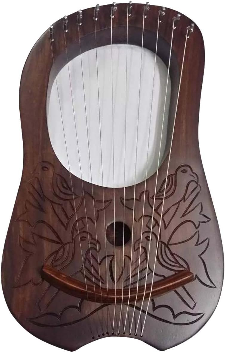 Lyre Harp Rosewood 10 Metal Strings Engraved/Rosewood Lyra Harp