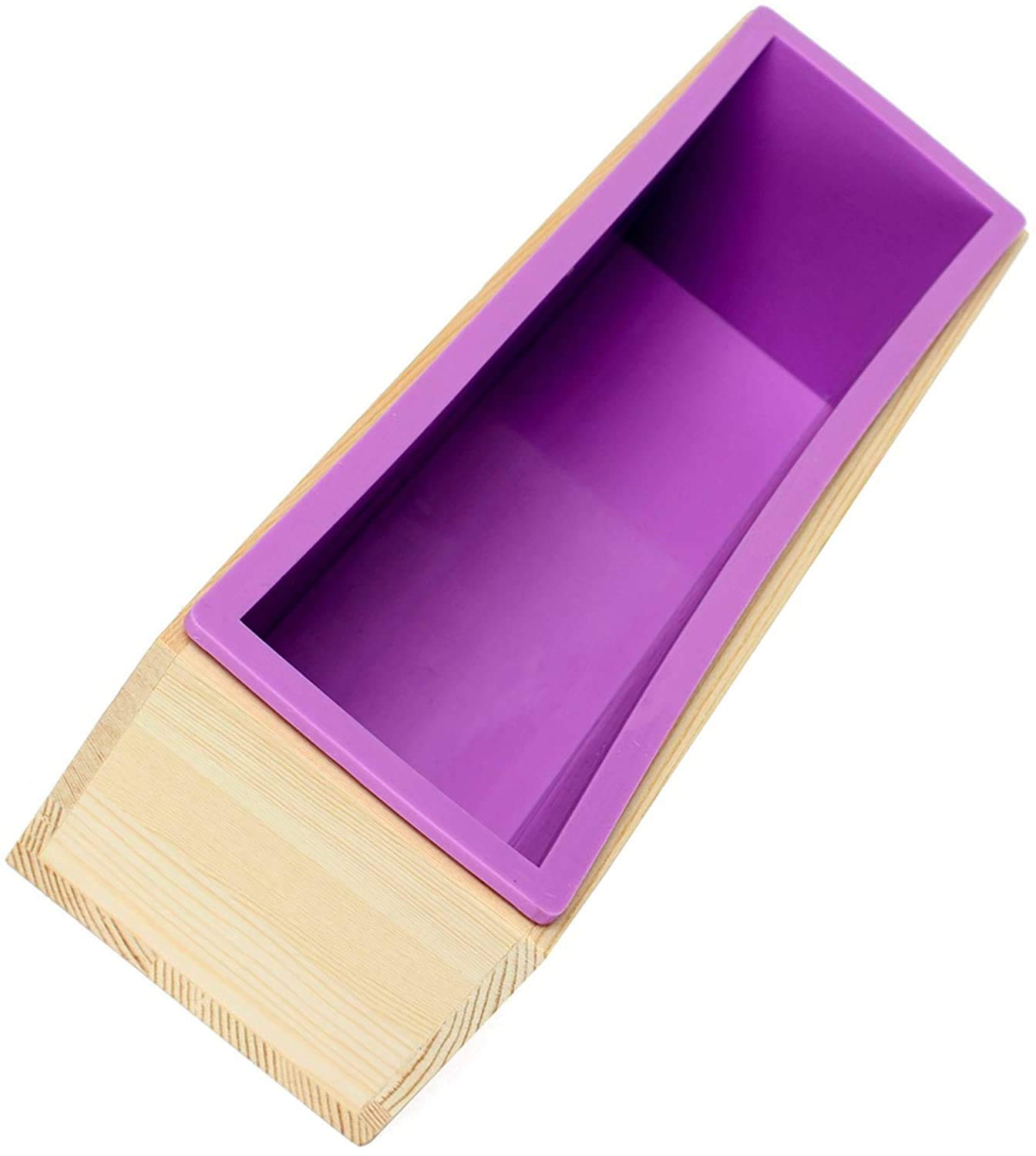 POFET - Stampo rettangolare in silicone morbido per saponi - fornito con scatola di legno - 1240 ml