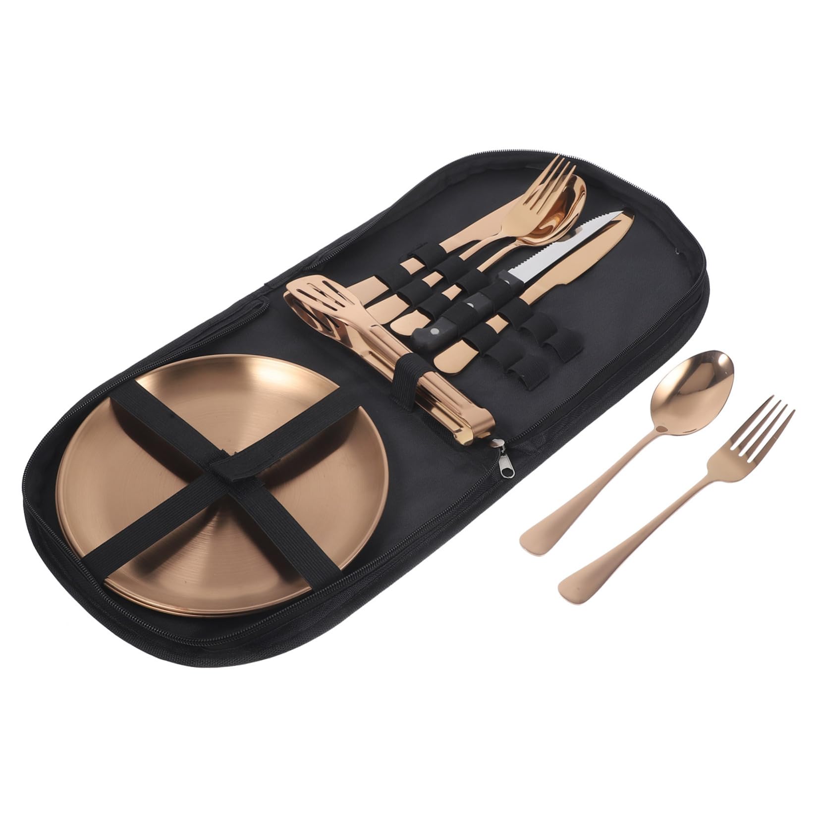 Couverts de Camping 1 Set en Acier Inoxydable avec Étui
