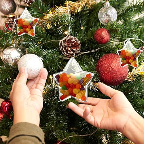 Homoyoyo 20pcs Fillable Star Shaped Ornament, Fillable Ornaments Ball Hanging Star Box Treat Containers for DIY Crafts Christmas Tree Wedding Party Decoration