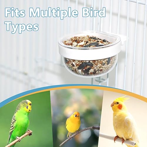 Miniatura 3 de Paquete de 6 cuencos transparentes desmontables de plástico para alimentos, práctico alimentador de agua de semillas para loro, pinzón canario,