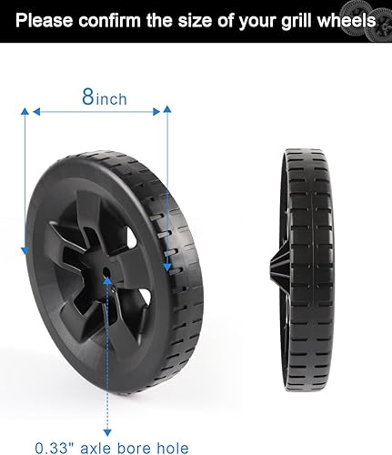 Miniatura 2 de UikJOY Ruedas giratorias de parrilla de 8 pulgadas para Weber Spirit II 200 y 300, Weber Spirit II ES-210, Weber Spirit II ES-310, piezas de
