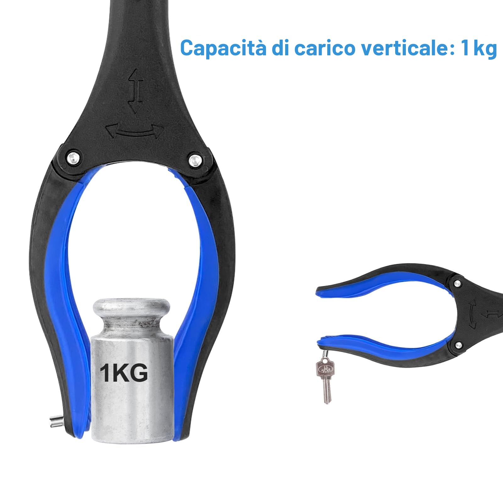 Relota 1 Pezzi Pinza Telescopica Pieghevole 80cm, Testa Rotante 360° Pinza Prensile in Alluminio, Raccoglitore di Immondizia con Punte Magnetiche, Pinza Morsetto in Gomma, Bastone Raccogli Rifiuti